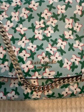 kate spade floral chain crossbody bag in light blue, white and green